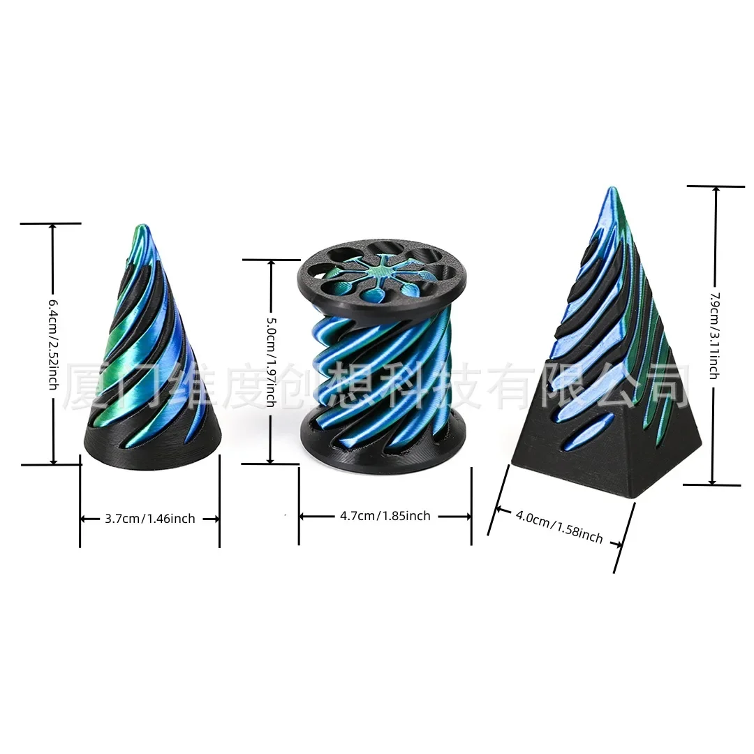ของเล่นพิมพ์ 3 มิติ รูปทรงกรวยวน 6 ชิ้น ของเล่นฝึกสมาธิ ของตกแต่งโต๊ะทำงาน ของที่ระลึก ช่วยผ่อนคลายความวิตกกังวล