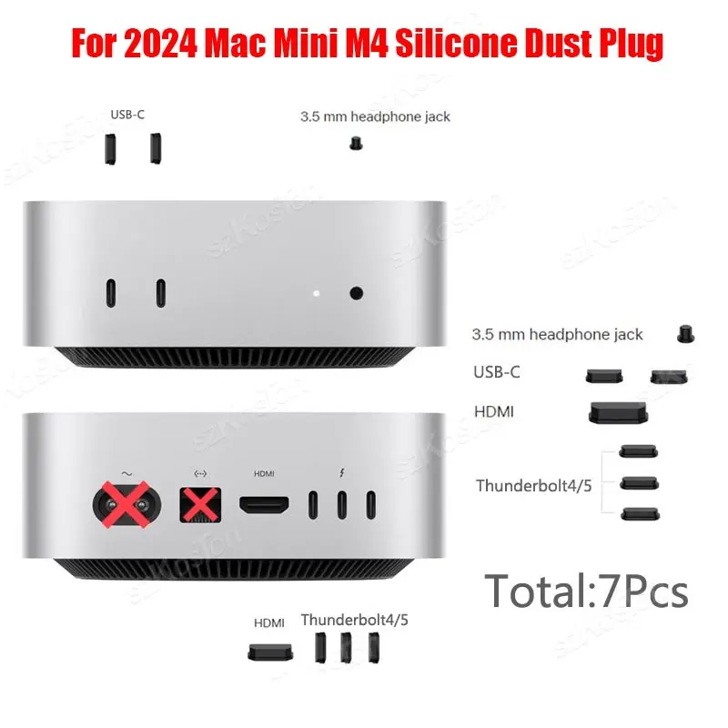 Silicone Dust Plug for 2024 Mac Mini M4 Desktop Computer Dustproof Interface Cover for Mac Mini M4 Pro PC Accessories