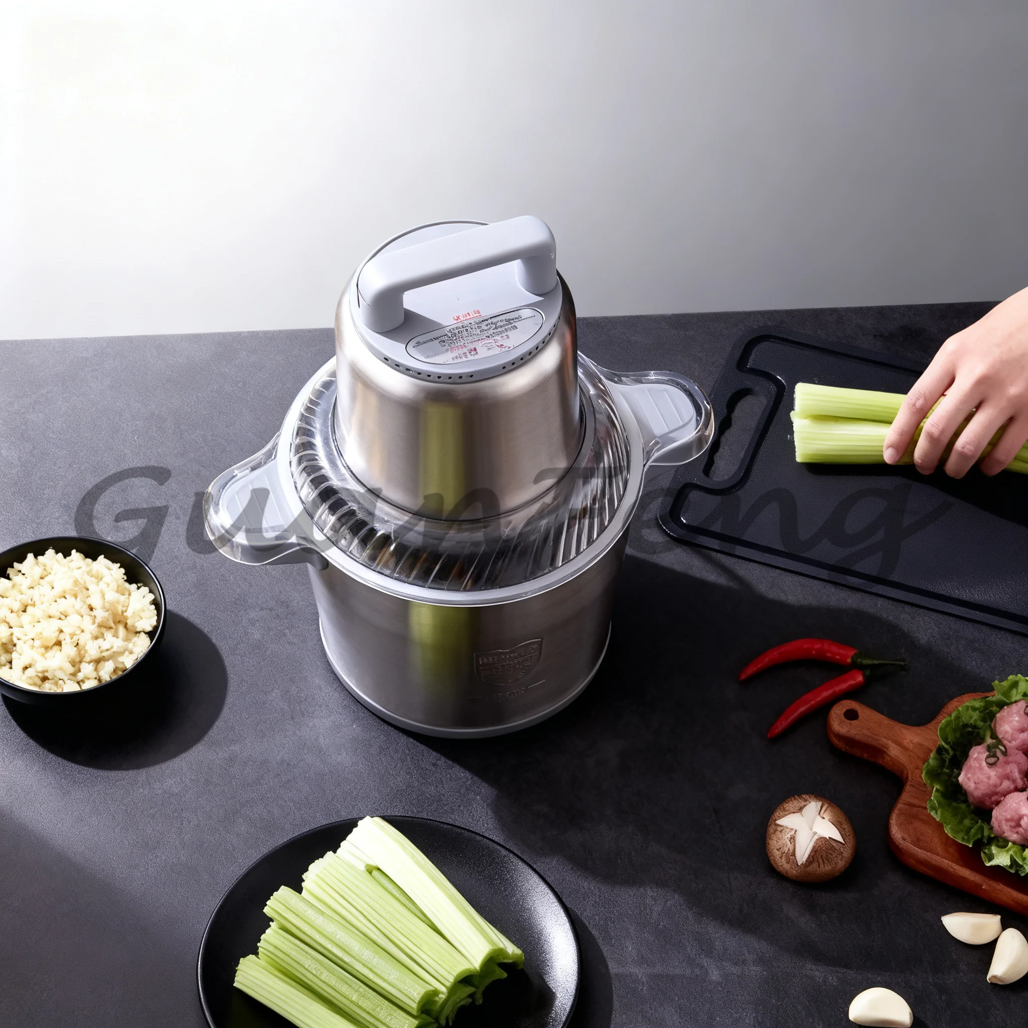 220V Multifunctional Stainless Steel Electric Meat Grinder, Commercial & Household Use, Dual Speed Adjustment