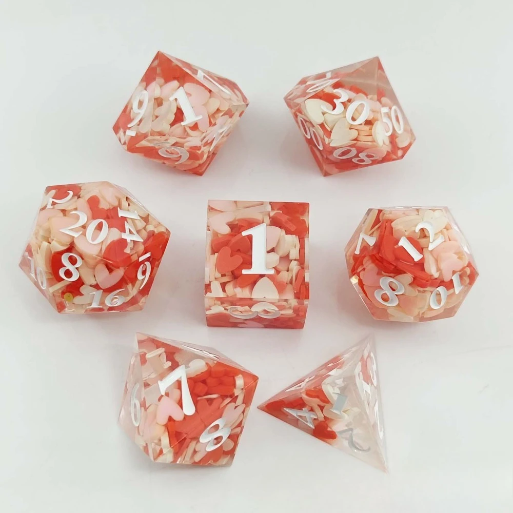 

7pcs/set Transparent Resin Dice set Sharp-edged Polyhedral Dice Suitable for Role-Playing RPG Board Game Card Game