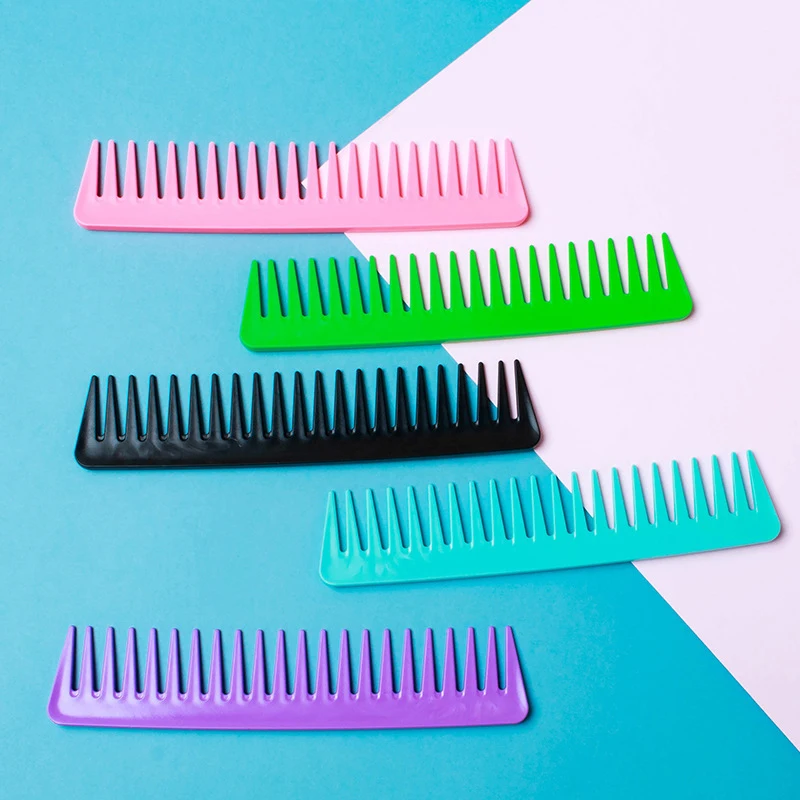 Peigne à Dents Larges en Plastique pour Salon de Coiffure, Outil de Soins Capillaires Bouclés, 22 Dents