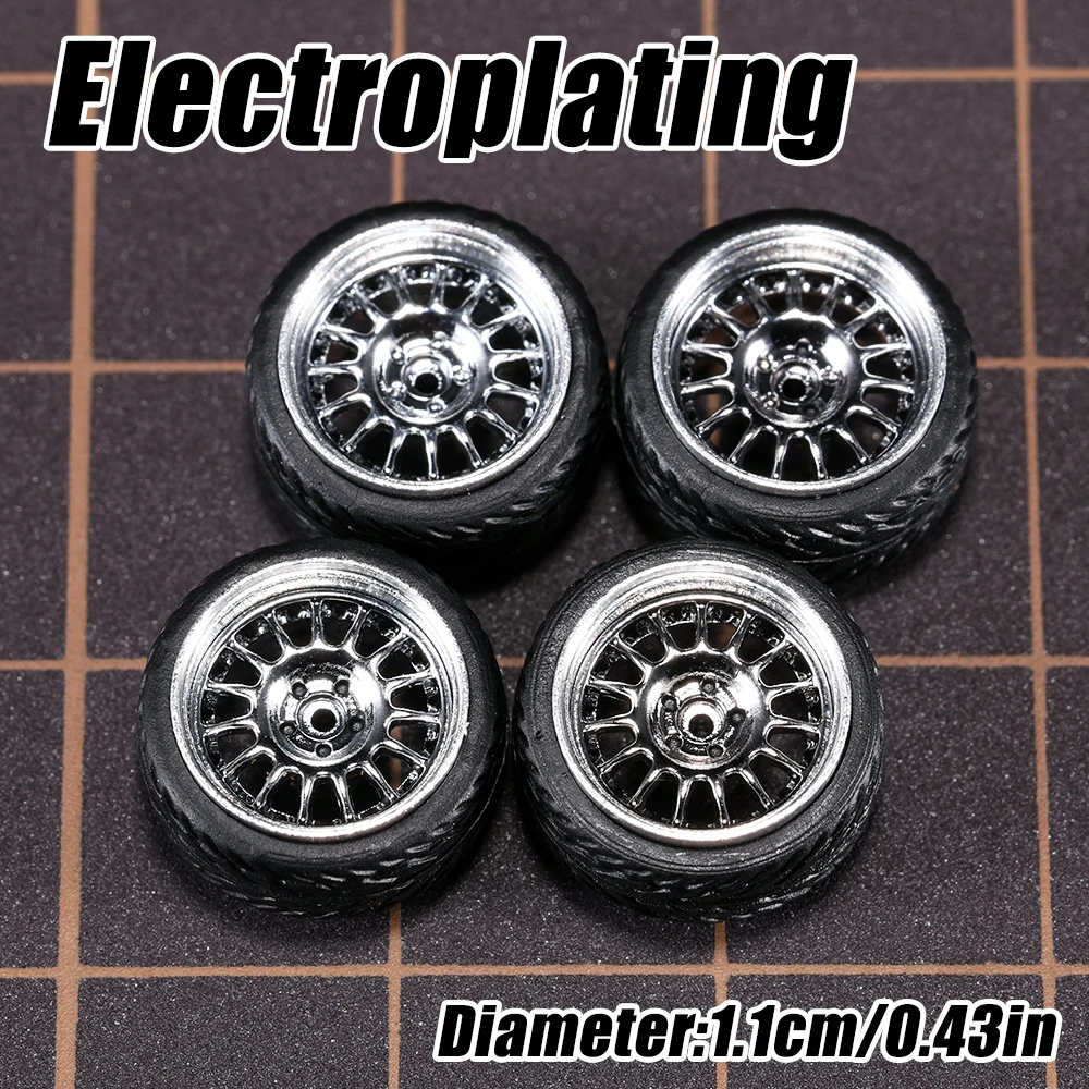 1/64 Modellauto-Räder 4er-Set - 11mm Durchmesser ABS-Gummireifen mit Bremsscheibe - Upgrade-Teile für Tomica Diecast-Fahrzeuge – Detail 15