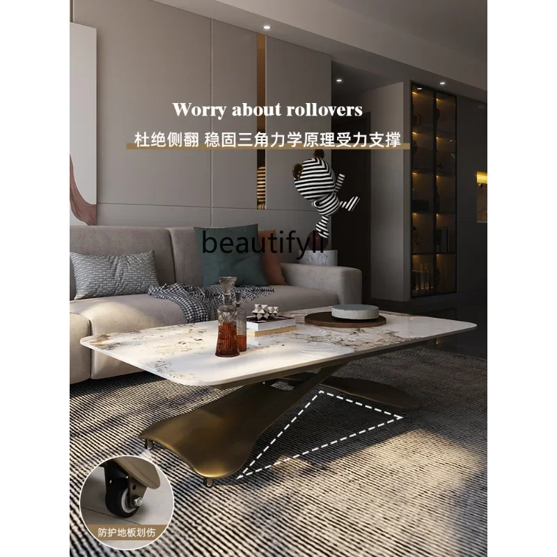 R11 Lifting Coffee Table Double-Use Multifunctional Stone Plate Integrated Lifting Table Household Adjustable Folding Mobile