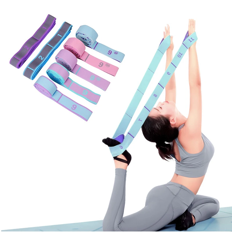 Multi-functional Elastic Yoga Stretching Belt Digital Adjustable Resistance Band Grid Dance Stretch Band Adult Child