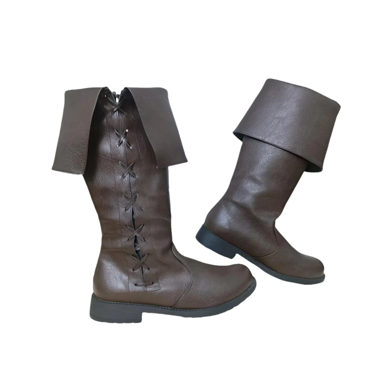 Medieval Leather High Boots Men Jack Sparrow Renaissance Half Haddock Shoes Footwear Pirate Costume Vintage Jackboot Halloween