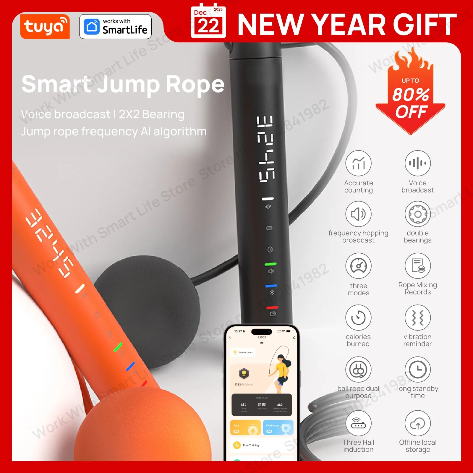 Tuya Smart Jump Rope,APP Data Analysis,Workout Jump Ropes for Home Gym,Crossfit,Jumping Rope Counter for Exercise for Men, Women