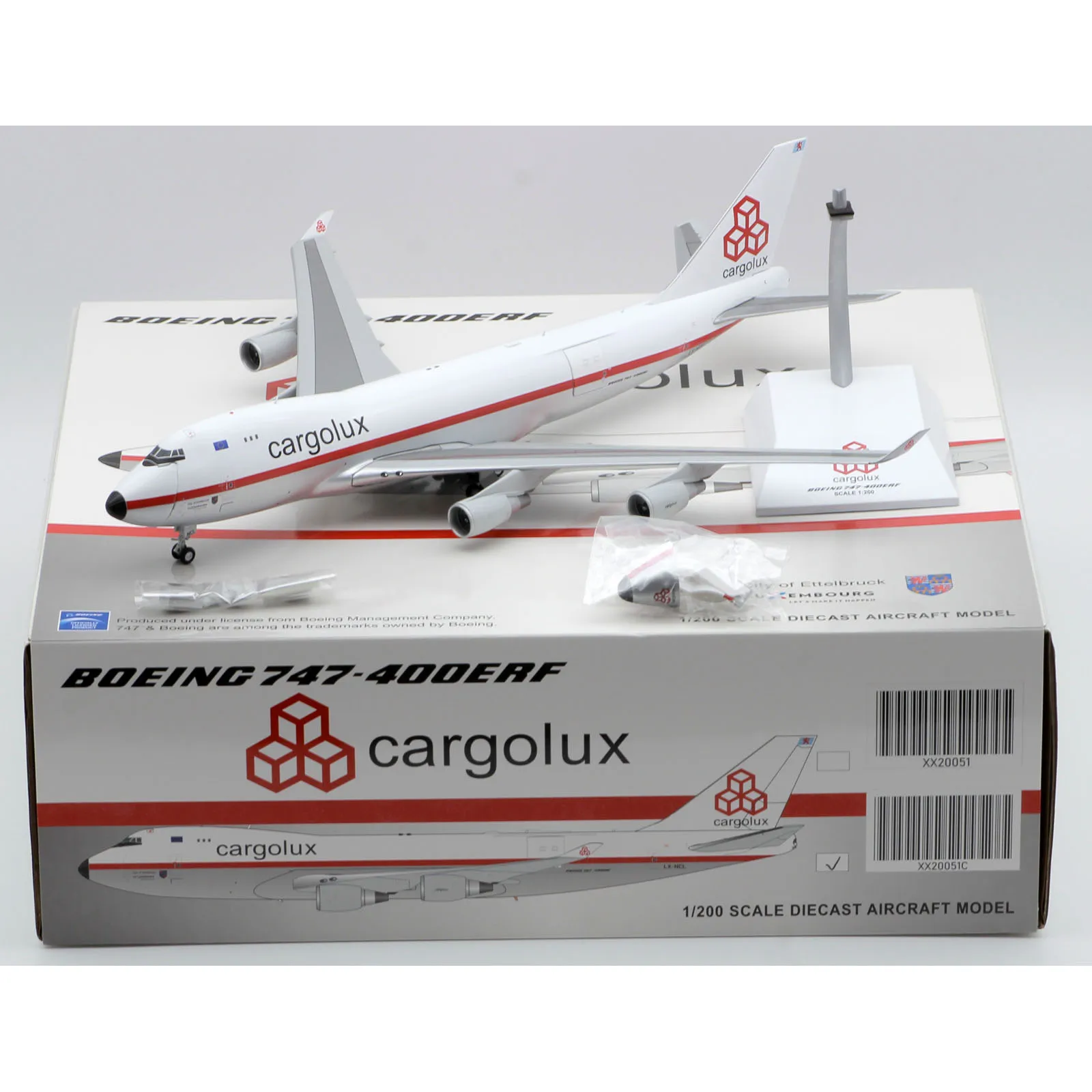 XX20051C Alloy Collectible Plane Gift JC Wings 1:200 CARGOLUX Interactive Series Boeing B747-400F Diecast Aircraft Model LX-NCL