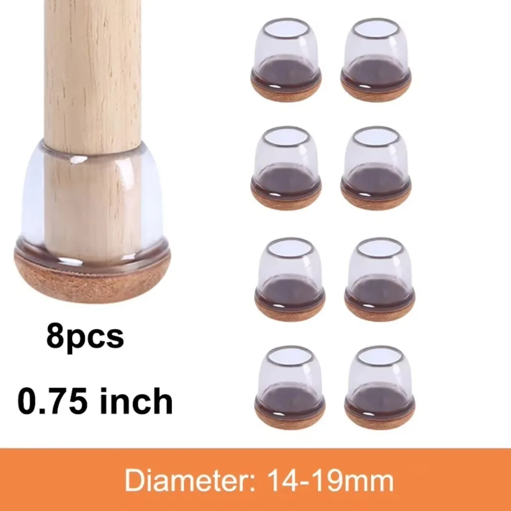 

8pcs Silicon Chair Leg Protector Covers Thick Felt Bottom Chair Leg Caps Non-Slip Reduce Noice Furniture Floor Feet Cup Home
