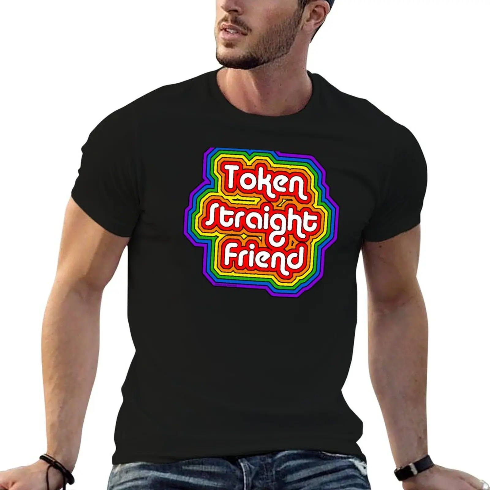 Token Straight Friend T-Shirt anime stuff sports fans mens graphic t-shirts anime