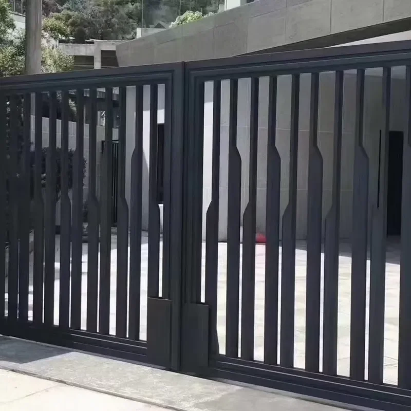 Modern Auto Automatic Swing Gate System Aluminium Design Fencing Trellis for Home Garden Sliding Metal Frame