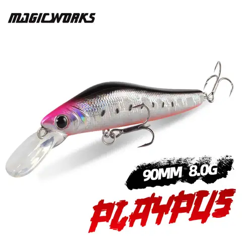 매직 워크 새로운 워블러 하드 미끼 90MM 미노우 낚시 미끼 ABS 플라스틱 낚시 태클 바다 하드 미끼 플로팅 낚시 미끼