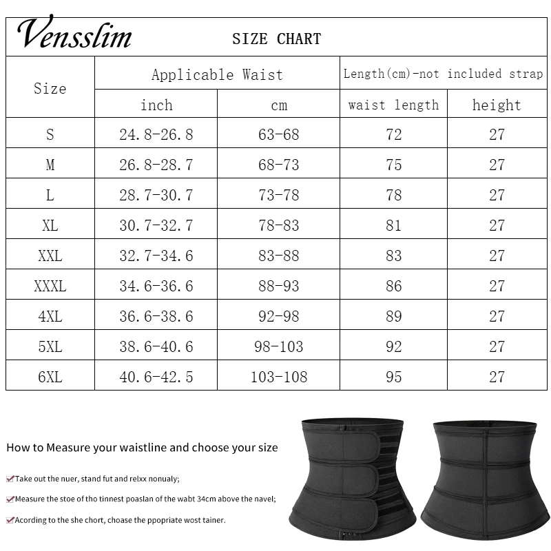 Vensslim Men Waist Trainer Corset Abdominal Slimming Belt Fitness Body Shaper for Weight Loss Strap Compression Waist Trimmer