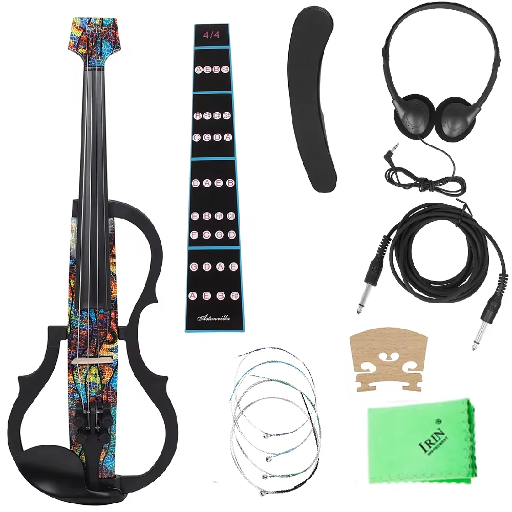 

IRIN Colorful 4/4 Electro Acoustic Violin Intelligent Silent Electroacoustic Violin Earphones Connecting Fiddle Accessories