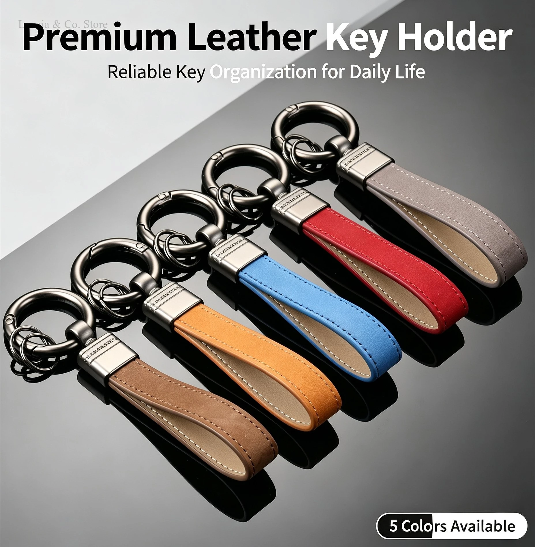 5PCS Multicolor Suede Leather Keychain Metal Ring Anti-lost Key Strap Key Accessory Gift for Men Women