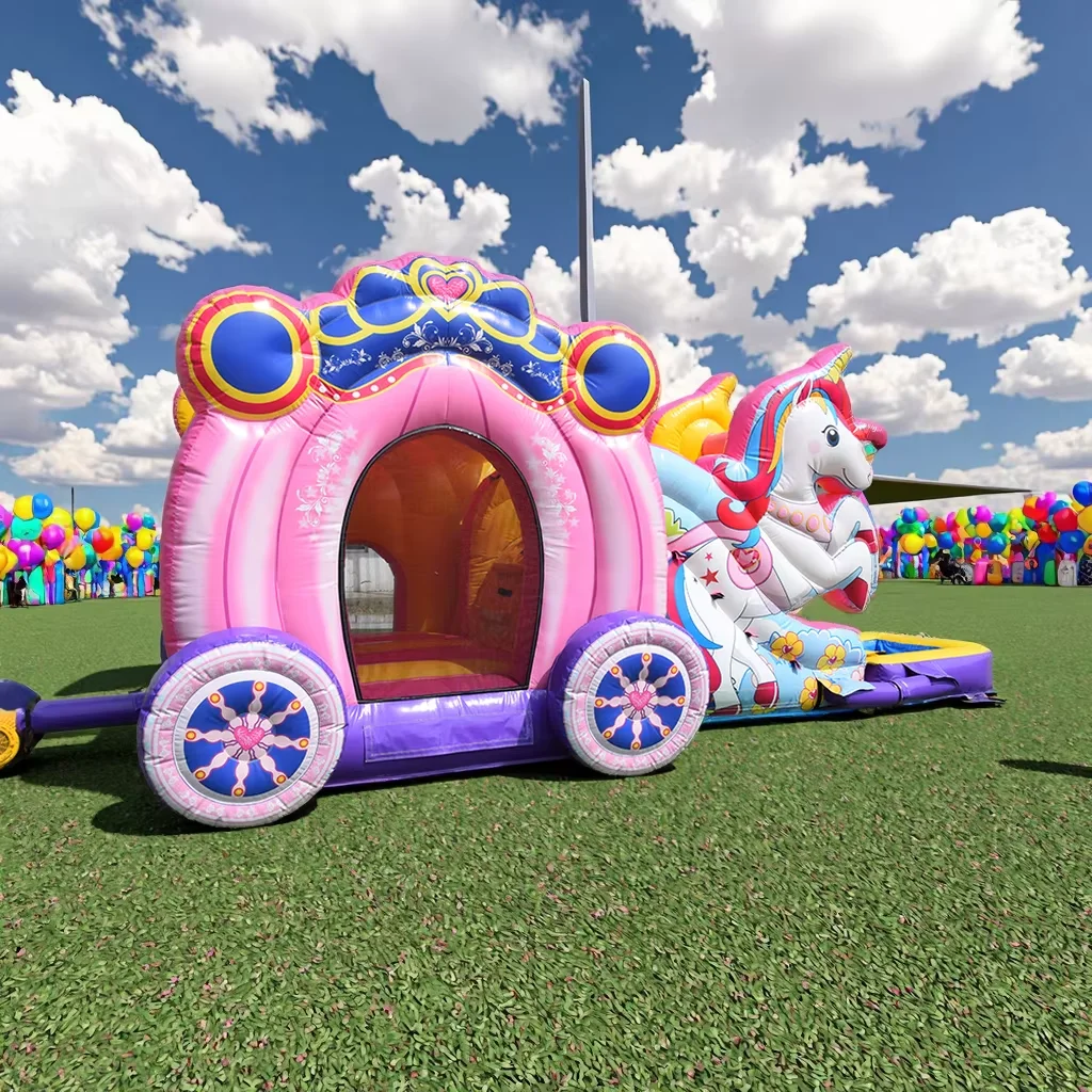 Commercial Grade Industrial Inflatable UV Protective Flame Retardant Waterproof Pink Bounce House Slide CE