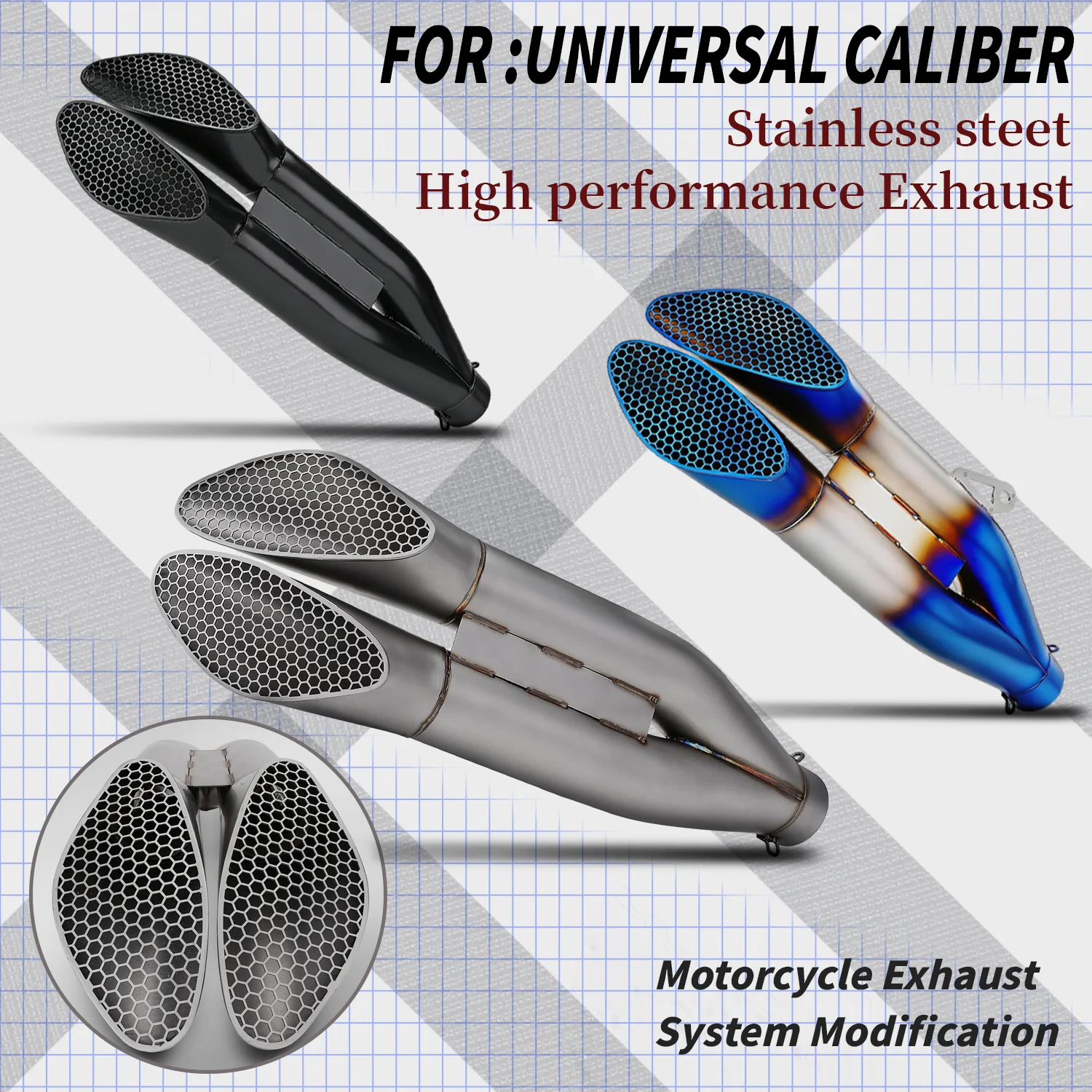 

Universal Motorcycle Exhaust Head 51mm/60mm stainless steel Muffler Pipe Tail Pipe Customizable