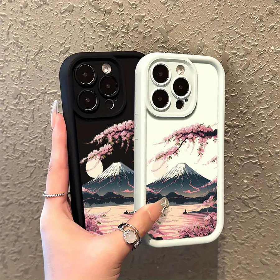 

Cherry Blossom Landscape design phone case for iPhone 16 15 14 13 12 11 Pro/ Max/Plus shock-proof rear cover anti-fingerprint