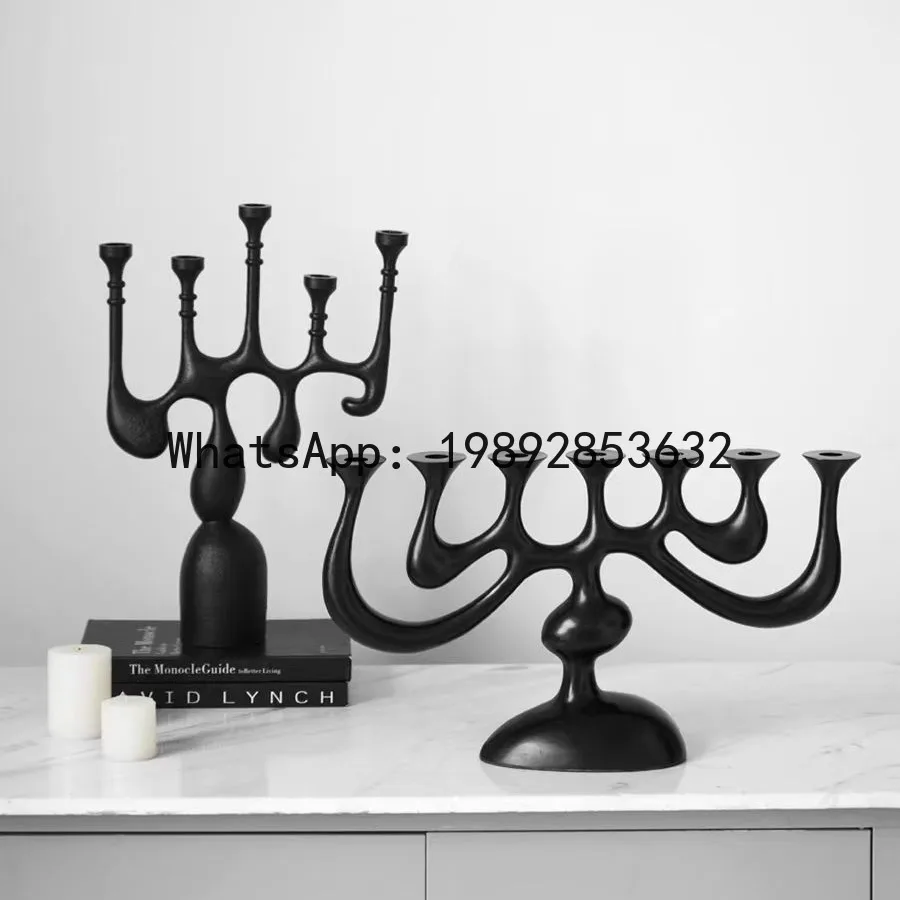 Modern medieval style french porous resin candlestick ornaments retro creative model room b&b restaurant decoration matching
