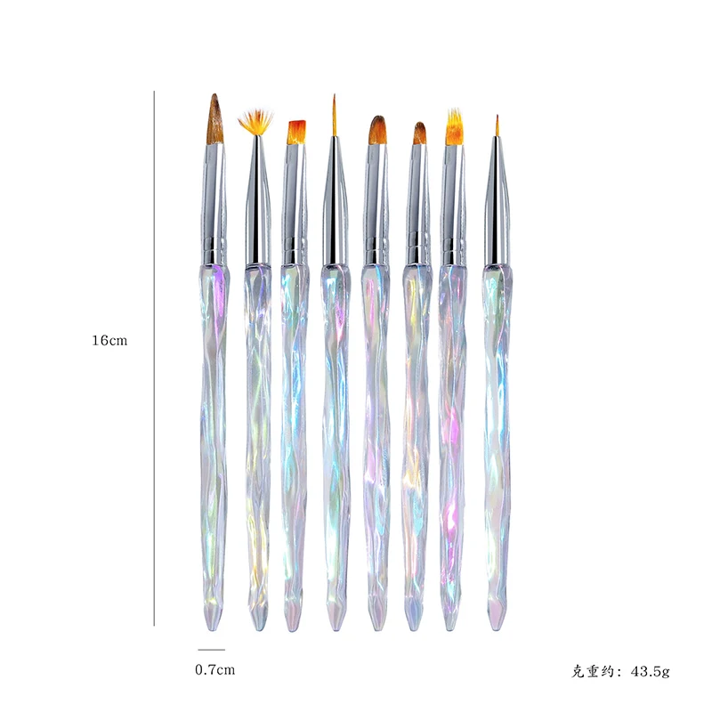 Misscheering 8pcs/set Aurora Acrylic Nail Art Painting Pens for Nail Design Soft Slender Brush Gradient Gel Drawing DIY Brush