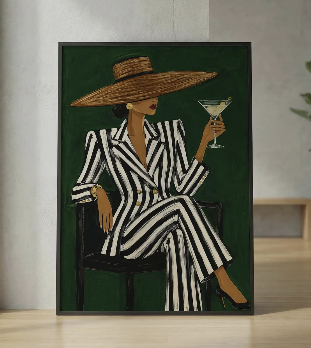 Vintage Vogue Fashion Poster - Vintage mode vrouw met cocktail wandkunst
