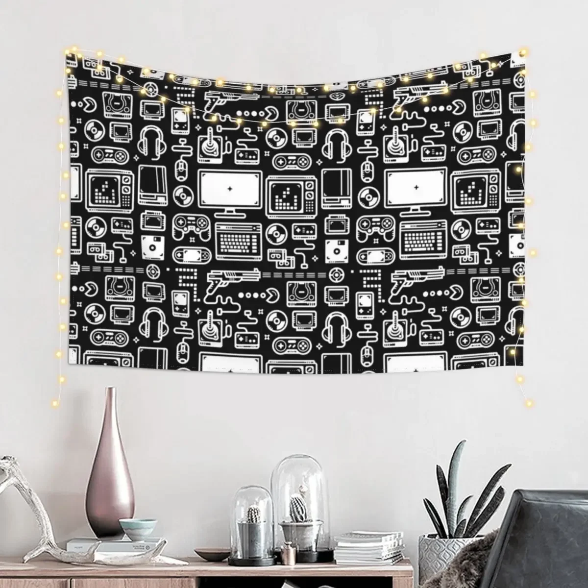 Retro Gamer Video Game Consoles, PC's, Controllers, Joysticks and Gamepads Tapestry Wallpaper Bedroom Decorations Tapestry