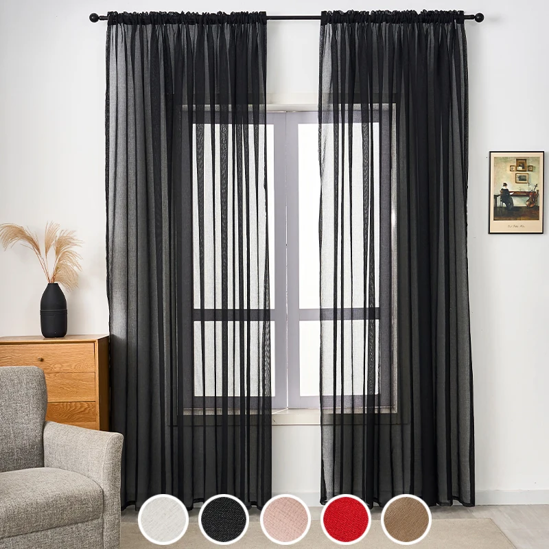 1pc Solid Color Voile Sheer Curtains - Multiple Colors, Light Filtering, Soft & Flowy for Living Room & Bedroom