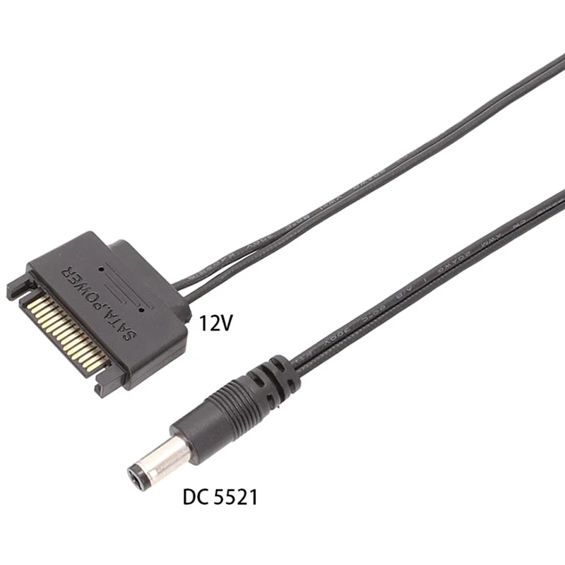 SATA 수-DC 5.5x2.1mm 12V 전원 공급 장치, SATA-DC 케이블 20cm, 1PC