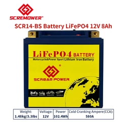 SCR14-BS 12V 9Ah Motorcycle Starter Battery CCA 520A Scooter Lithium Lron Battery for R1200GS K1200RS K1300RS F800 X4 VTX1300