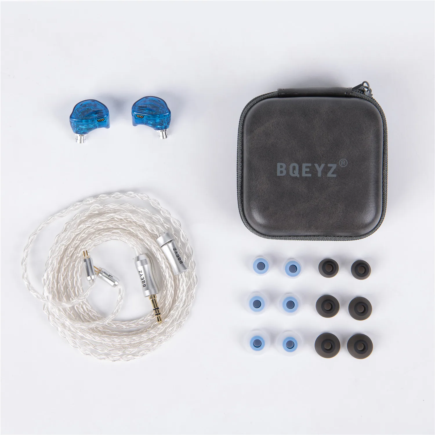 BQEYZ-Écouteurs intra-auriculaires HIFI IEM, 3 membranes hybrides, isolation du bruit avec poignées amovibles, câble de prise 2.5/3.5/4.4mm