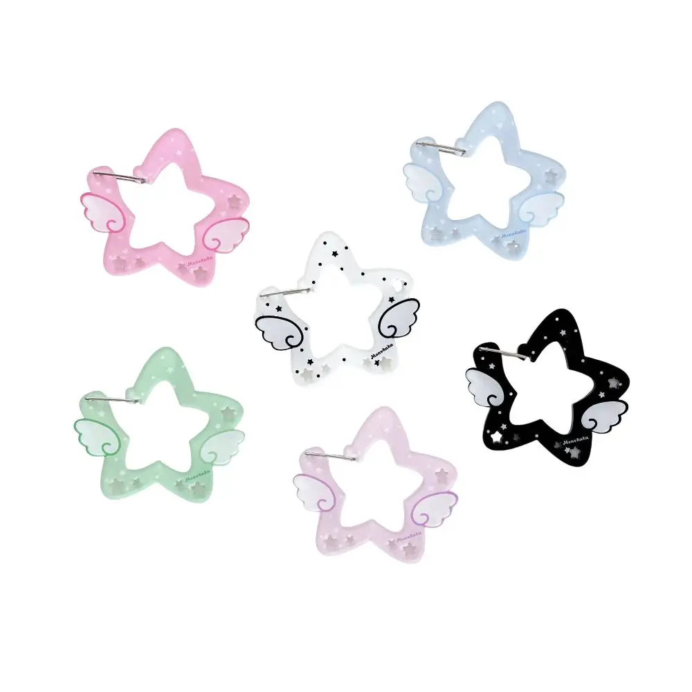 Kawaii Acrylic Wings Stars Carabiner Candy Color Portable Buckle Keychain Multipurpose Keyring Hook Card Holder Outdoor