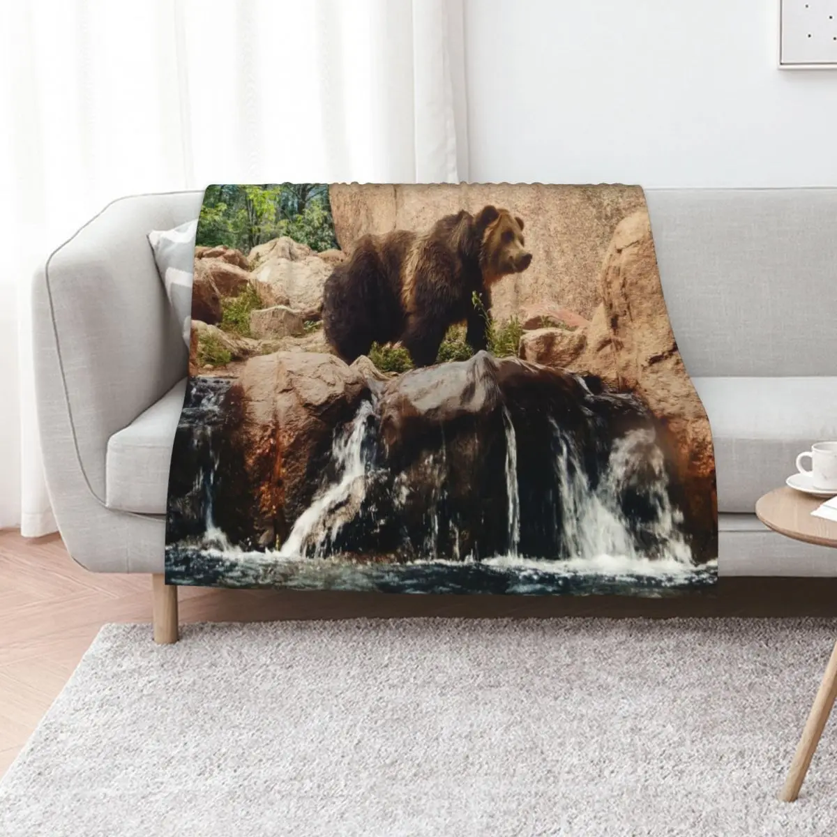 American Grizzly Bear Throw Blanket Personalized Gift Heavy Blankets For Sofas Furrys Multi-Purpose Luxury Throw Blankets