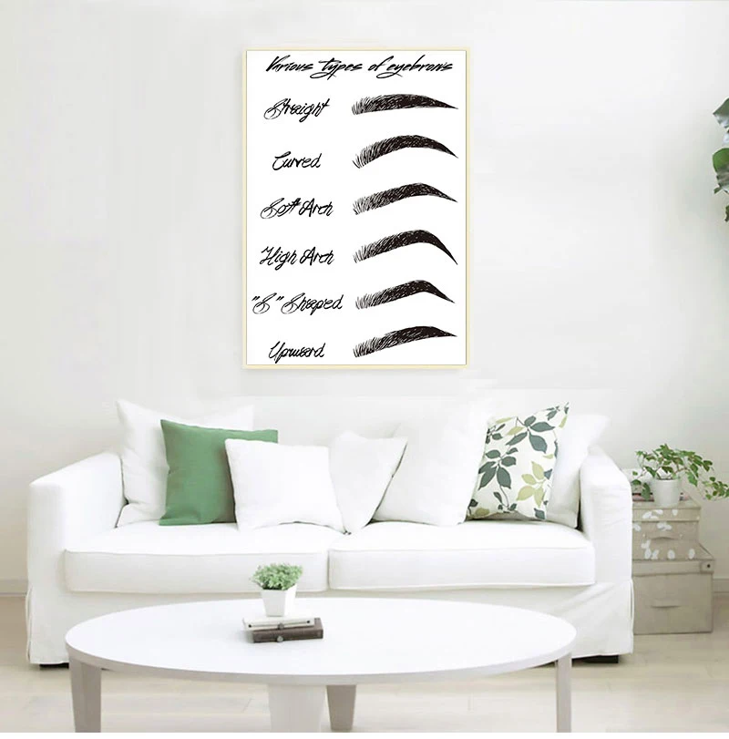 Eyebrow Shapes Print Makeup Wall Art Canvas Painting Black and White Fashion Poster Make Up Beauty Wall Picture Girls Room Decor