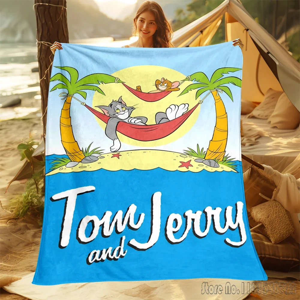 Tom and Jerry thin cartoon 3D Printed Cute Kids Blanket Throw for Bed Sofa Decor Fleece Nap Blankets Boys Girls Children Gift