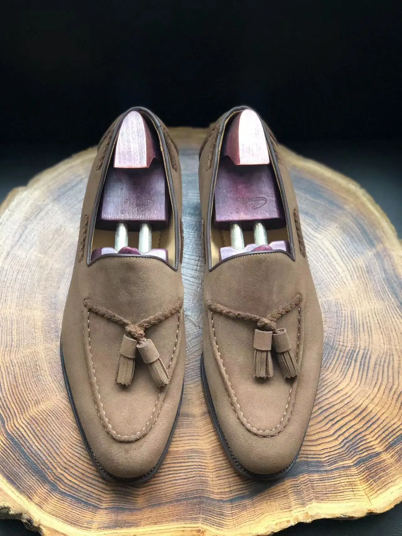 Cie ML19 Fiddle-Back /Beveled Waist Tassels Suede Loafer Men's Leather Footwear Wedding Party Casual Boat Shoe Fashion Male