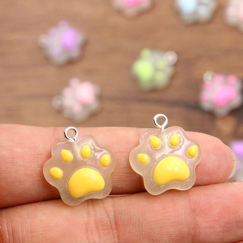 10PCS 20X21mm 6 Color Transparent Cat Claw Resin Charms DIY Cartoon Animal Earring Pet Choker Pendants Jewelry Accessory Make