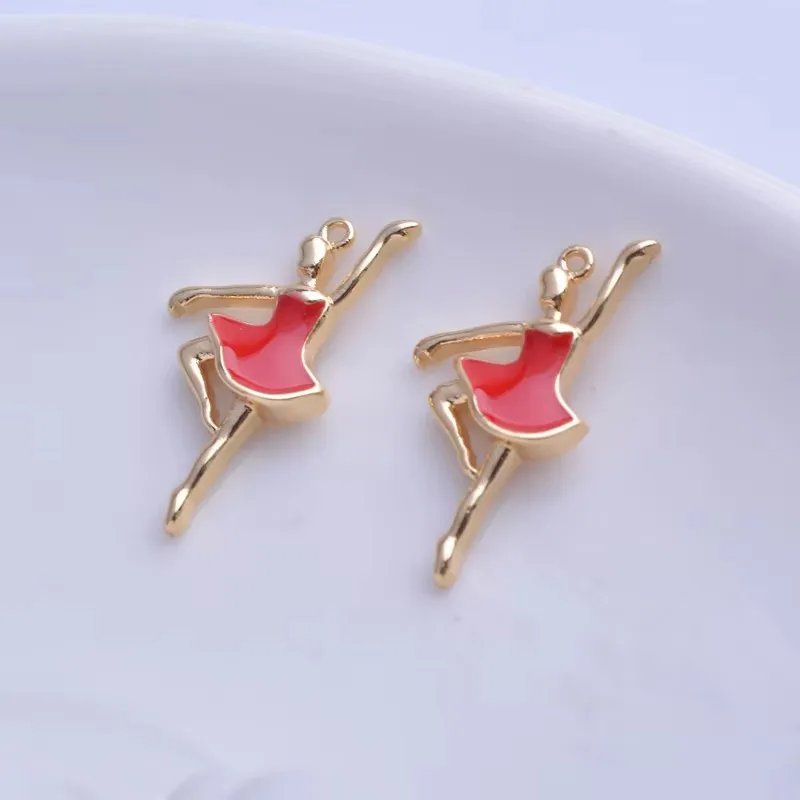 20 Stück Kupfer 18k Goldfarbe Hochwertige Emaille Tanzende Mädchen Anhänger Tropfenöl Ballett-Puppe Anhänger DIY Schmuck Halskette Herstellung – Detail 8