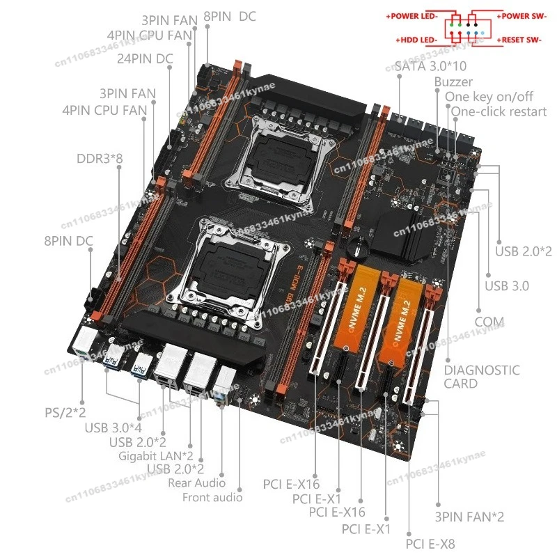 2pcs Suitable for X99-MD8-3 Dual-way Motherboard DDR3 PCIE X16*2