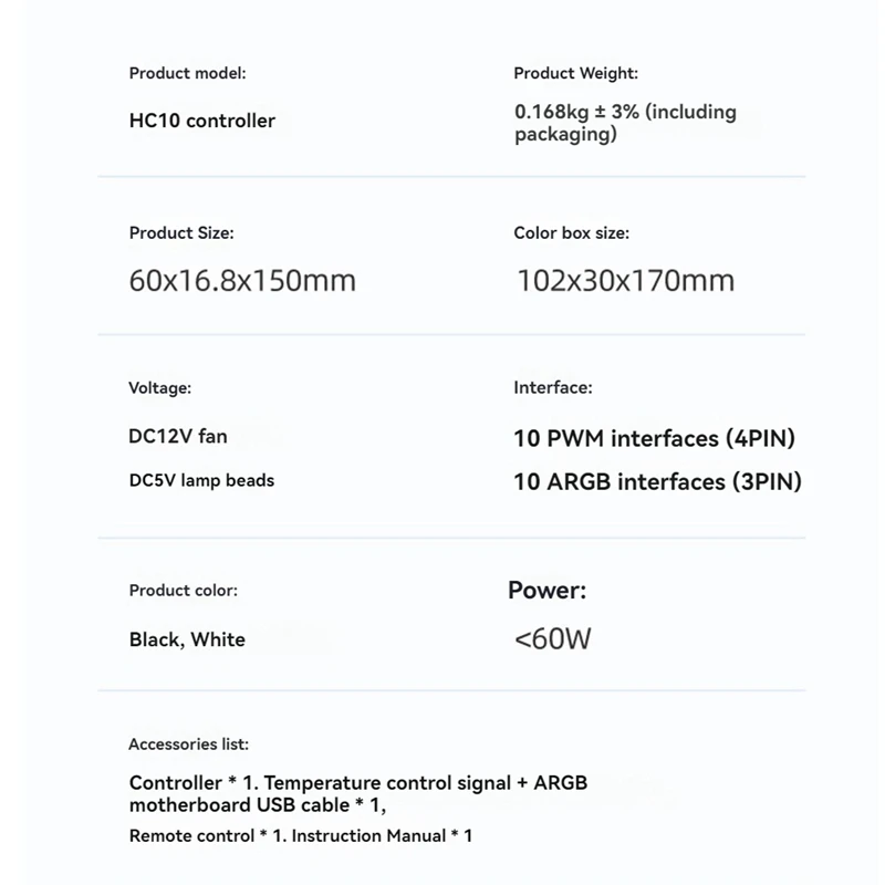 Computer ARGB Controller 5V 3Pin PWM Temperature Control Dual 10 Expansion Ports SATA Power Supply Fan Hub RGB Splitter