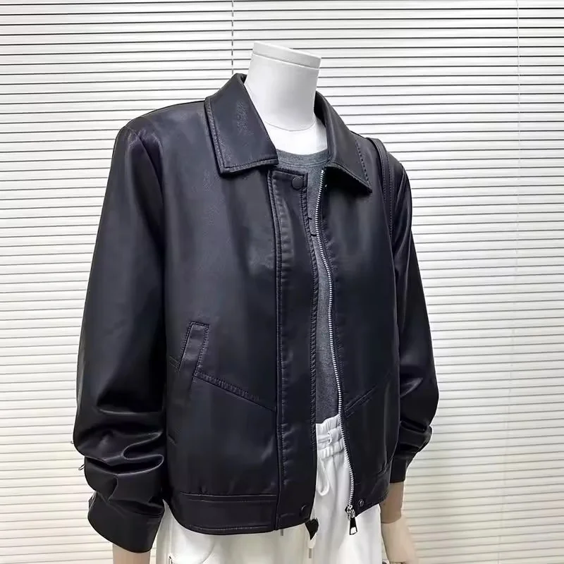 2025 nuove donne giacca di pelle dell'unità di elaborazione delle donne coreano autunno moda breve casual tutto-fiammifero in pelle femminile in pelle allentata signora Outerwea