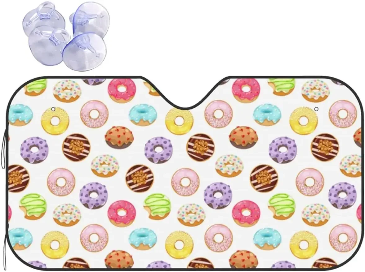 

Colorful Sweet Donut Car Windshield Sunsha Sun Visor Protector Front Window Sun Sha Cover For Car SUV Truck Blocks UV Rays