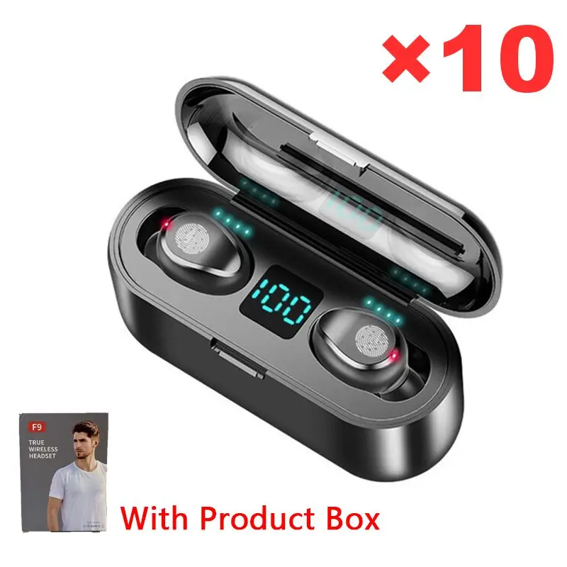 

F9 TWS Bluetooth 5.0 Earphone Wireless Headphones Stereo Headset Sport Earbuds With Mic Handfree Charging Box Hearing Aids 10pcs