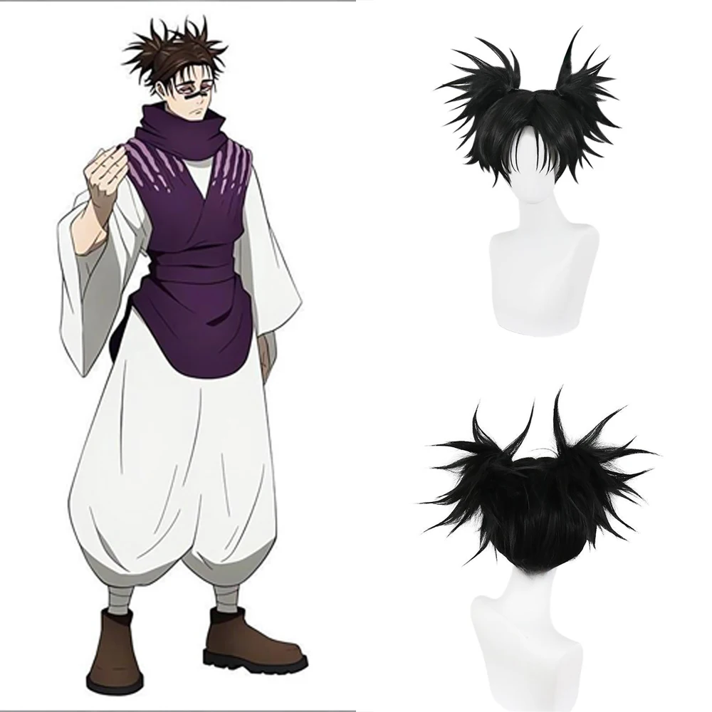 أنيمي Jujutsu Kaisen Choso تأثيري الشعر الاصطناعية 14 بوصة أسود مزدوج ذيل حصان كرنفال حفلة يومية عالية الجودة شعر مستعار رقيق