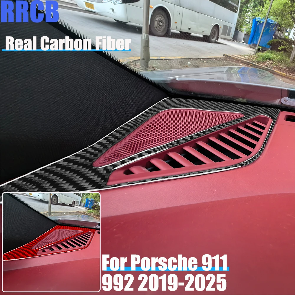 

Real Carbon Fiber Car Accessories Dashboard Side Vent Trim Cover Soft Sticker For Porsche 911 992 2019 2020 2021 2022 2023 2024