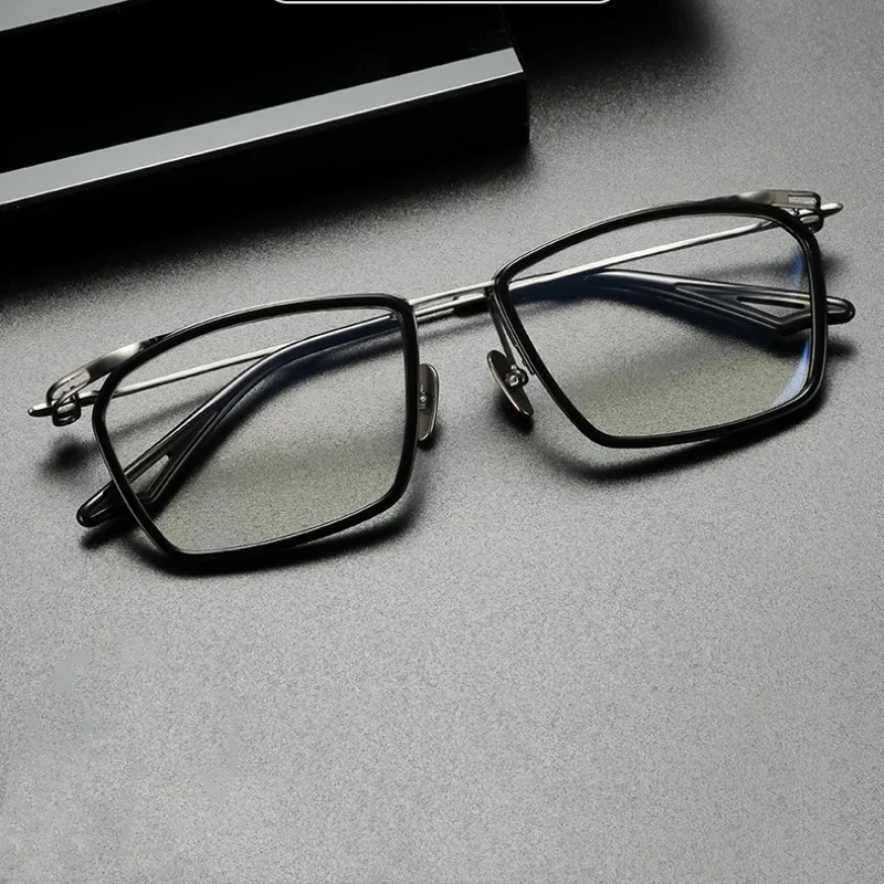 

New Fashion Rectangle Vintage Acetate Titanium Myopia Optical Reading Eyeglass ACT-TWO Hand Craft Women Man High Quality