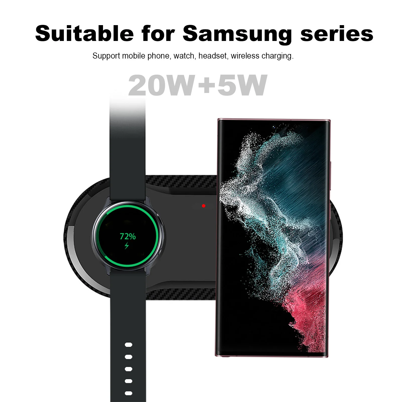 2 in 1 Wireless Charger Station for Galaxy Watch 5 Pro 4 3 Active 2 25W Fast Dual Charging Pad for Samsung S22 S21 Note 20 Buds