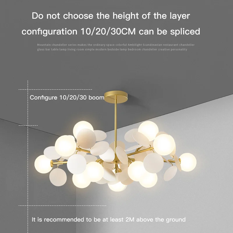 Modern Nordic Design LED Chandeliers For Living Rooms, Bedrooms, Restaurants, Kitchens, Ceilings, Chandeliers, Glass Balls, G9