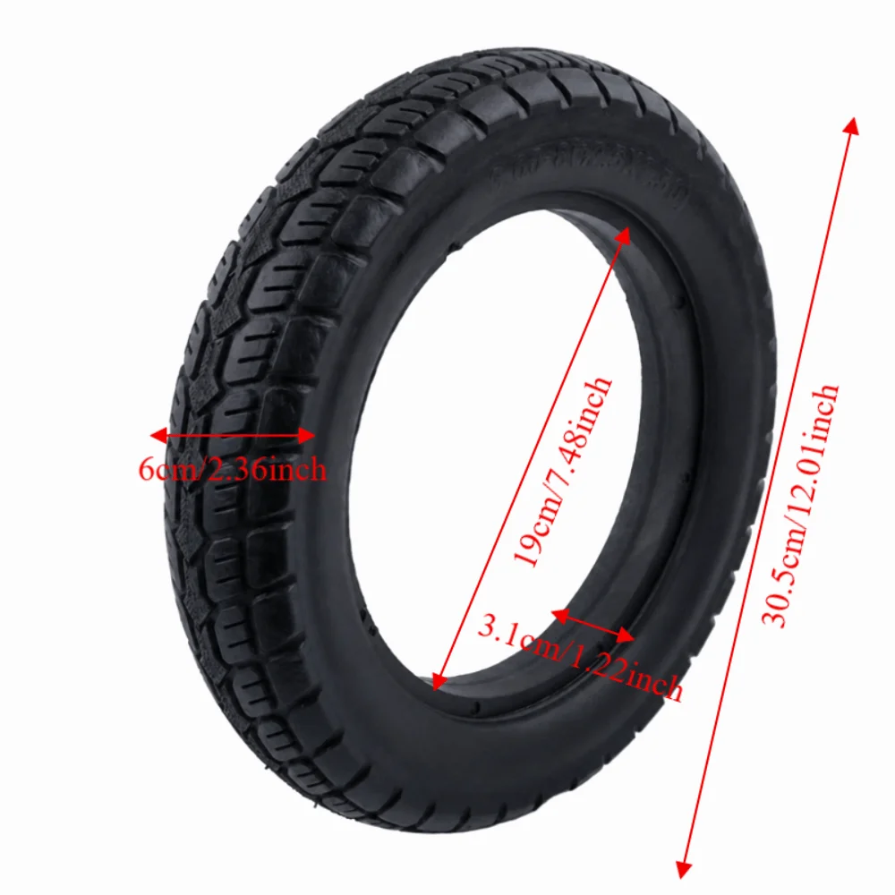 12 1/2 x 2 1/4 (62-203) Electric Scooter Tire Rubber Black Puncture Proof Tire Explosion-Proof Solid Tire Electric Bicycle