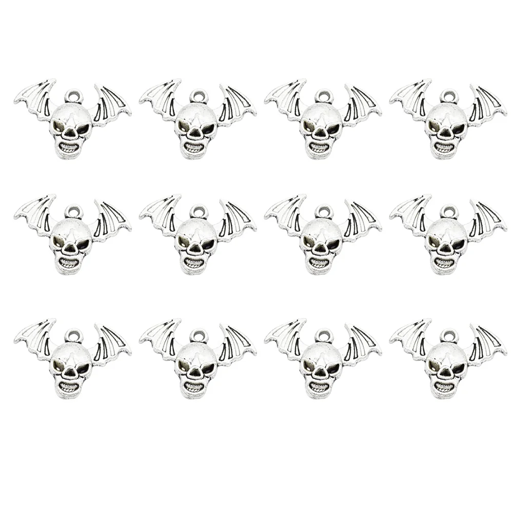 

50 Pieces Bat Skull Pendant Gothic Halloween Necklace Charm Hangings Vintage Eco Alloy Jewelry Accessories DIY Craft Supplies