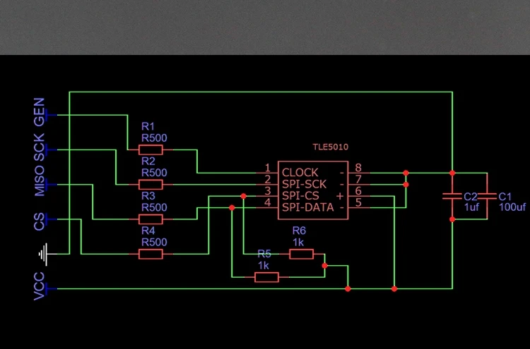 TLE5010 development board PCB Hall angle digital mode SPI reluctance