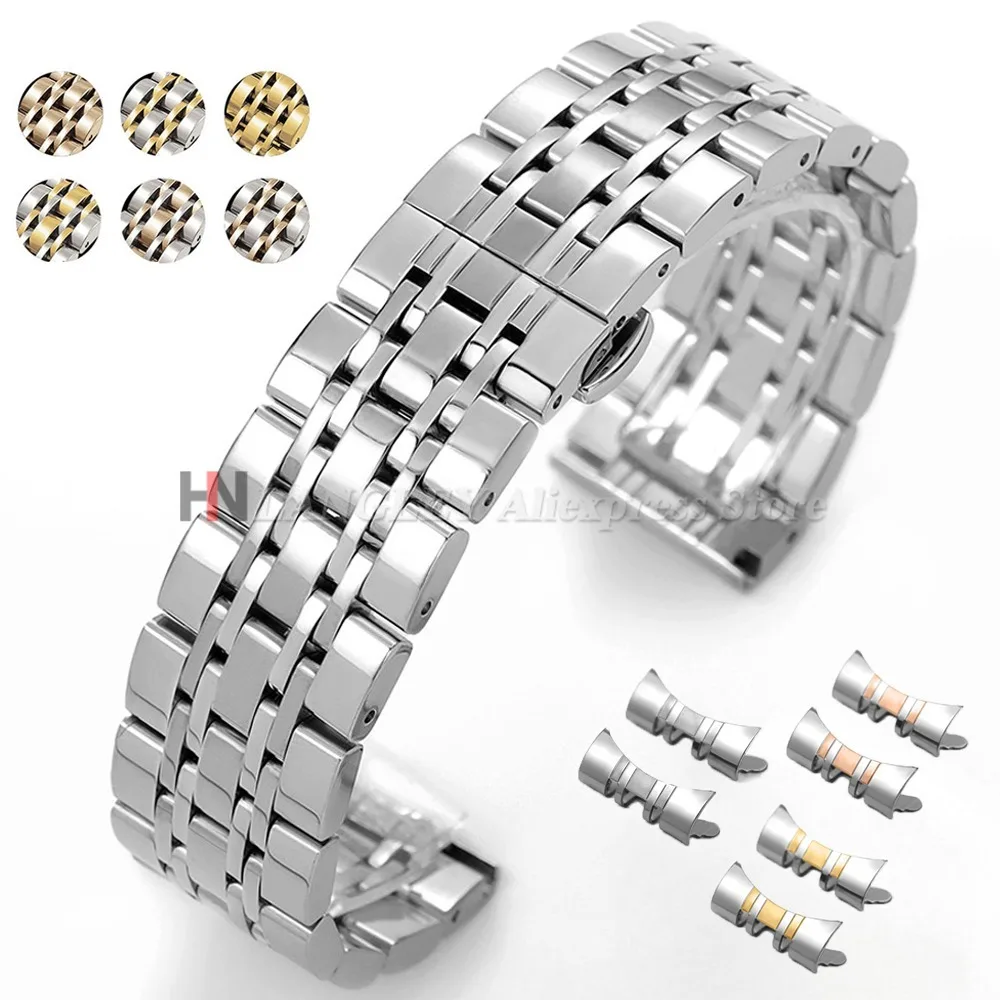 솔리드 스테인레스 스틸 밴드 18mm 20mm 22mm 범용 Smartwatch 교체 스트랩 팔찌 16mm 19mm 21mm 남성 비즈니스 시계 밴드